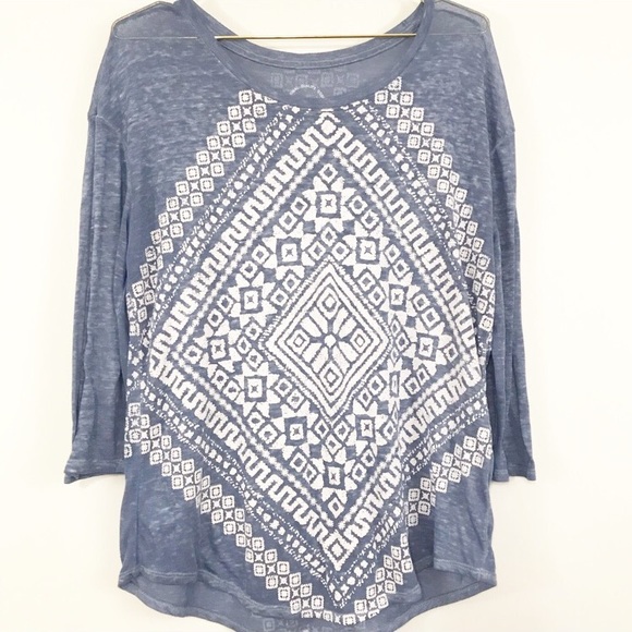 Lucky Brand Tops - Lucky Brand womens medium hi lo top graphic blue
